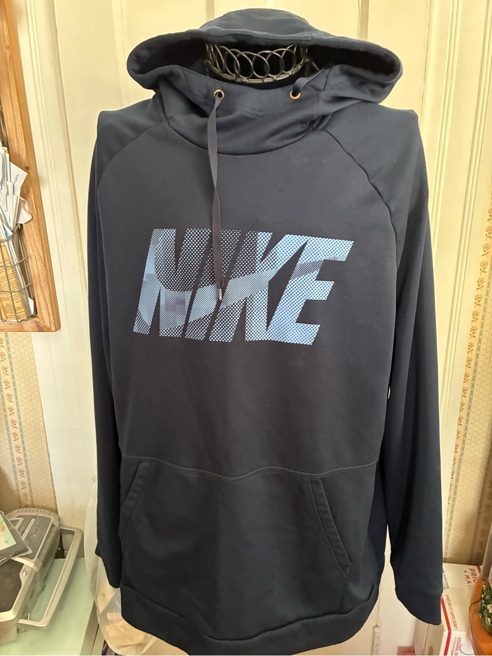 Men’s Size XL Nike Navy Pullover Hoodie with Light Blue Logo